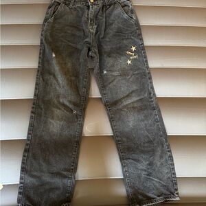 Men's Black Jeans with Star Embroidery